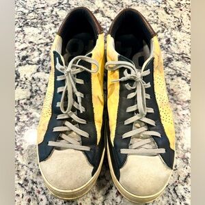 P448 Lace Up Sneakers, Size 48, Beige/Brown/Black